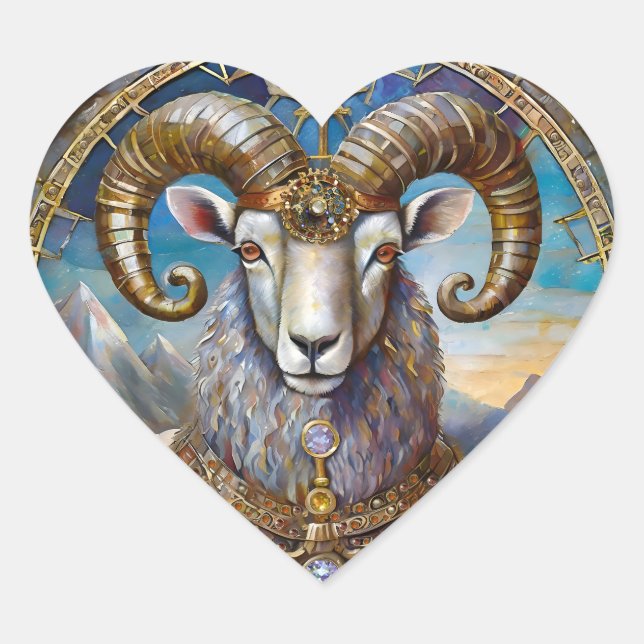 Zodiac - Aries The Ram Heart Sticker (Front)