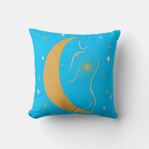 Zodiac Astrology Feminine Line Art Star Throw Pillow