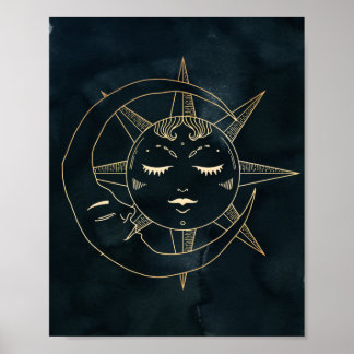 Zodiac, Astrology, Poster Moon Sun Stars