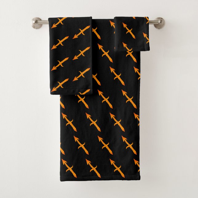 Zodiac  Astrology Sign Sagittarius Glitter Bath Towel Set (Insitu)