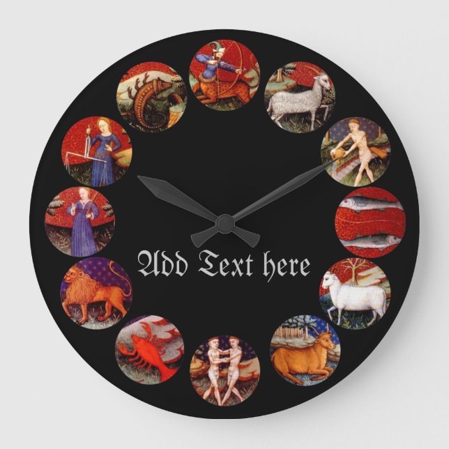 Zodiac Astrology Star Signs Vintage Personalized Large Clock (Front)