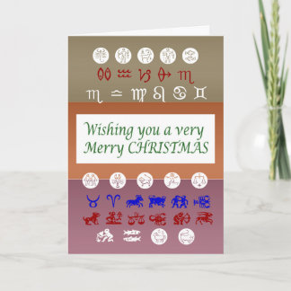 Zodiac Astrology Symbol : Merry Christmas Xmas Holiday Card