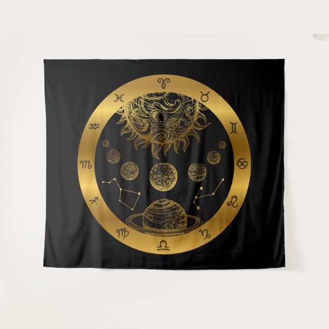 Zodiac Astrology Tapestry (Front (Horizontal))