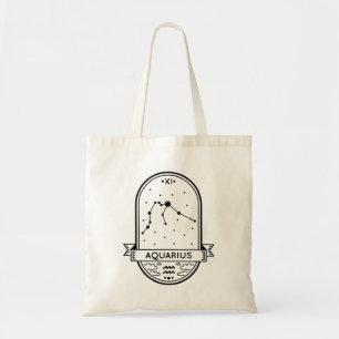 ZODIAC BADGE CONSTELLATION AQUARIUS STROKE TOTE BAG