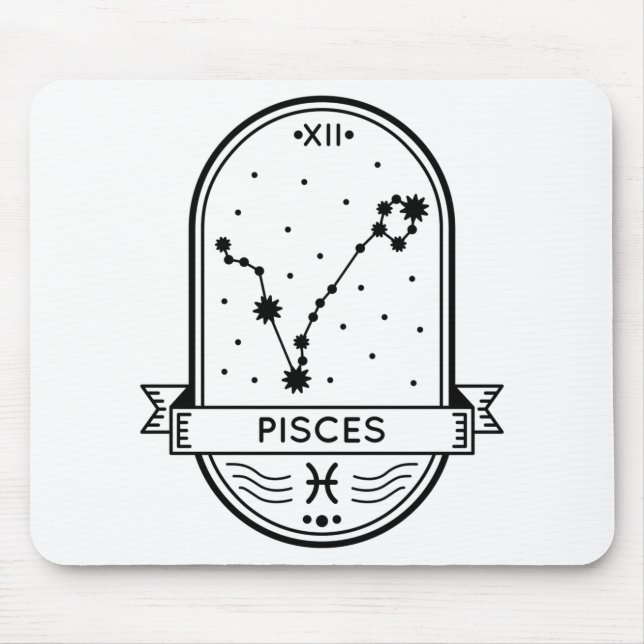 ZODIAC BADGE CONSTELLATION PISCES STROKE MOUSE PAD (Front)