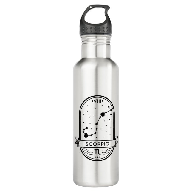ZODIAC BADGE CONSTELLATION SCORPIO STROKE 710 ML WATER BOTTLE (Front)