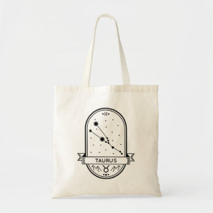 ZODIAC BADGE CONSTELLATION TAURUS STROKE TOTE BAG