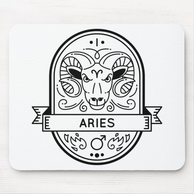 ZODIAC BADGE SYMBOL ARIES STROKE MOUSE PAD (Front)