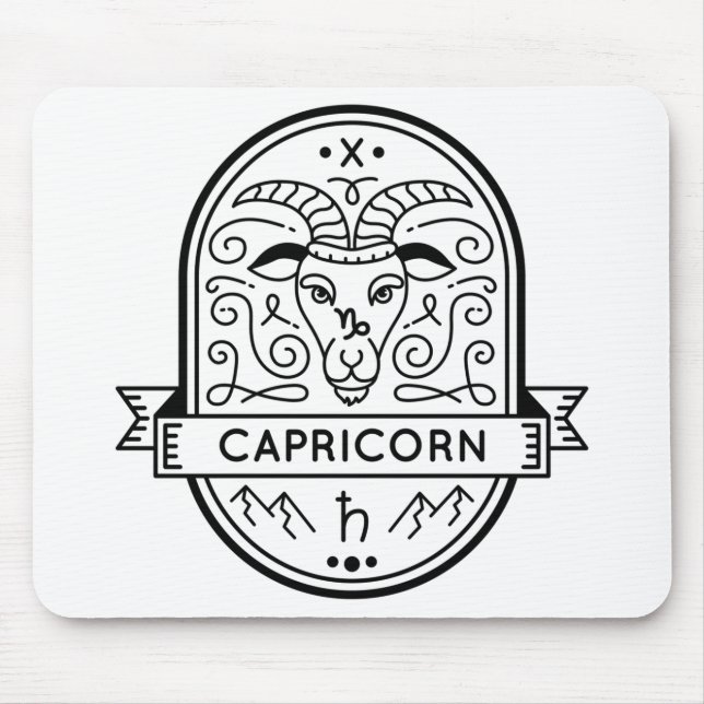 ZODIAC BADGE SYMBOL CAPRICORN STROKE MOUSE PAD (Front)