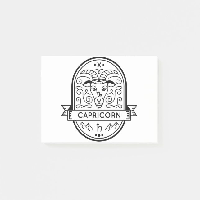 ZODIAC BADGE SYMBOL CAPRICORN STROKE POST-IT NOTES (Front)