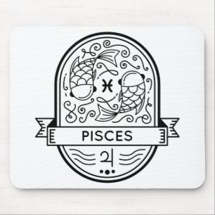 ZODIAC BADGE SYMBOL PISCES STROKE MOUSE PAD