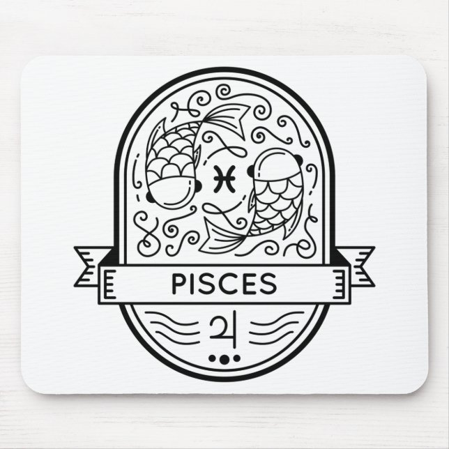 ZODIAC BADGE SYMBOL PISCES STROKE MOUSE PAD (Front)