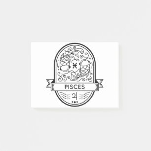 ZODIAC BADGE SYMBOL PISCES STROKE POST-IT NOTES