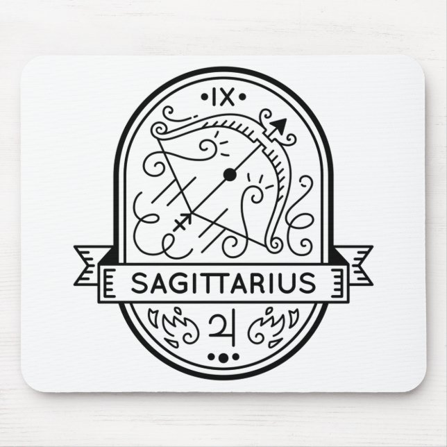 ZODIAC BADGE SYMBOL SAGITTARIUS STROKE MOUSE PAD (Front)