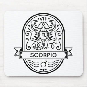 ZODIAC BADGE SYMBOL SCORPIO STROKE MOUSE PAD