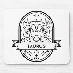 ZODIAC BADGE SYMBOL TAURUS STROKE MOUSE PAD