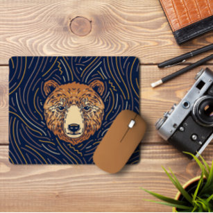 Zodiac Bear Portrait   Hand-drawn Bear Mousepad