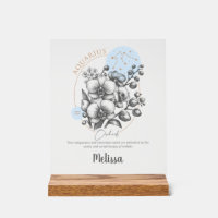 Zodiac Birth Flower Personalized Aquarius Gift