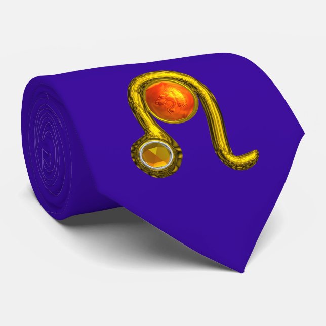 ZODIAC BIRTHDAY SIGN /LEO,blue Tie (Rolled)