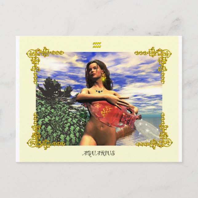ZODIAC BIRTHDAY SIGNS / AQUARIUS POSTCARD (Front)