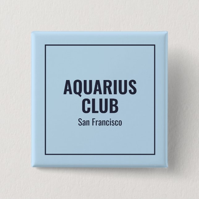 Zodiac blue simple modern birthdays cute 2 inch square button (Front)