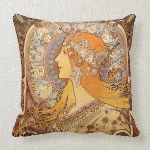 Zodiac by Alphonse Mucha Throw Pillow