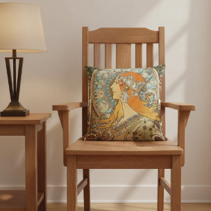 Zodiac by Alphonse Mucha Throw Pillow