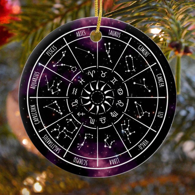 Zodiac Calendar | Astrology Symbols Ceramic Ornament (Creator Uploaded)