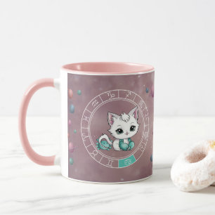 Zodiac Cancer Cute Cat Wheel Planet Astrology Mug