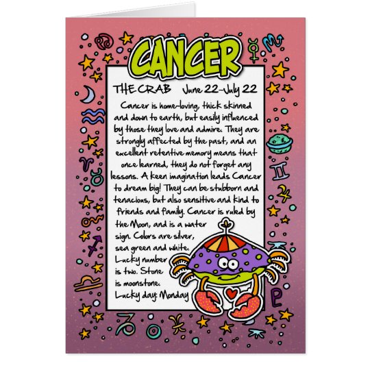 Zodiac - Cancer Fun Facts Card