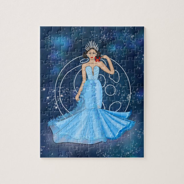 Zodiac Cancer Goddess Illustration with Moon Jigsaw Puzzle (Vertical)