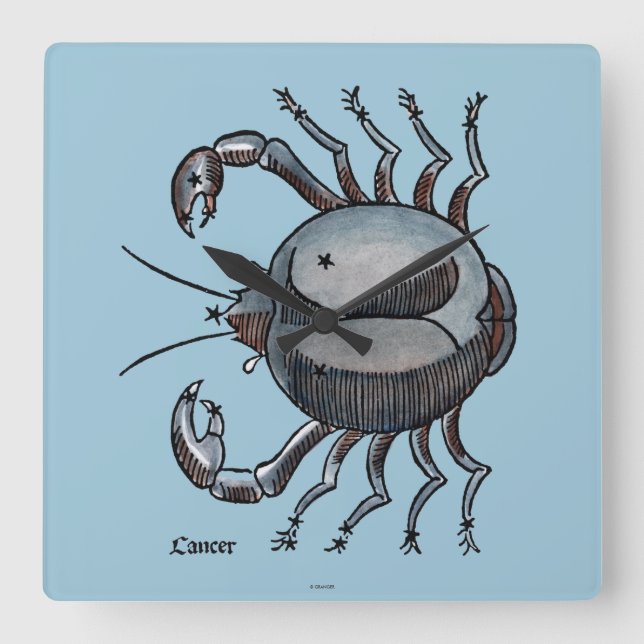 Zodiac: Cancer In Colour Square Wall Clock (Front)
