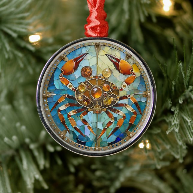 Zodiac - Cancer The Crab Metal Ornament (Tree)