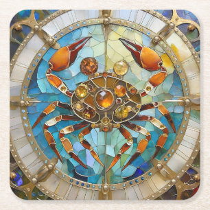 Zodiac - Cancer The Crab Square Paper Coaster