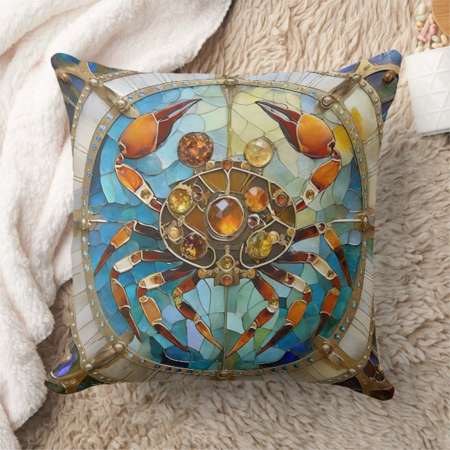 Zodiac - Cancer The Crab Throw Pillow (Blanket)