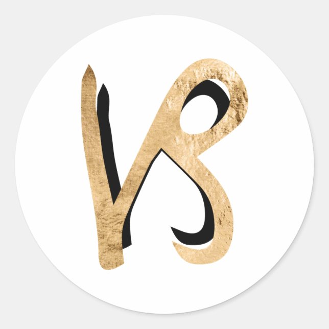 Zodiac Capricorn astrology symbol gold black Classic Round Sticker (Front)