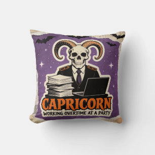 Zodiac Capricorn Halloween Skeleton Birthday Gift Throw Pillow