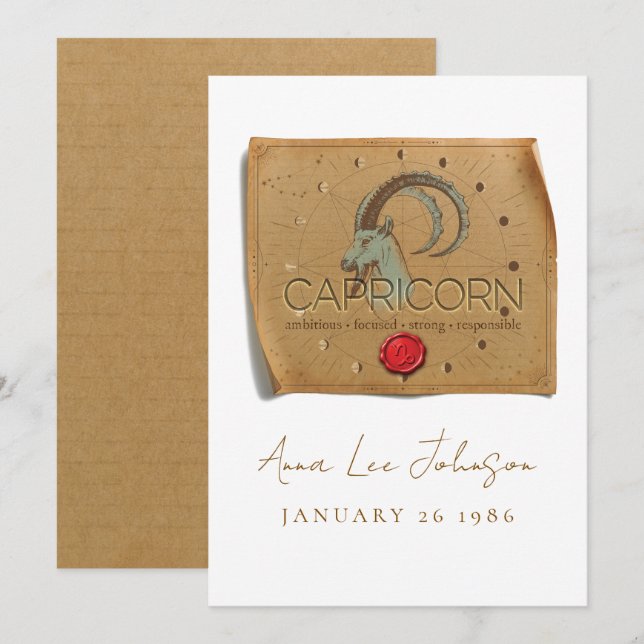 ZODIAC - Capricorn - Personalized Birthday Card (Front/Back)