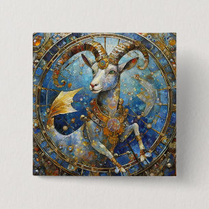 Zodiac - Capricorn the Sea Goat 2 Inch Square Button