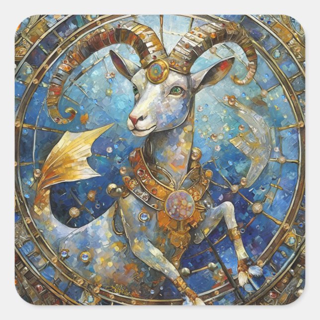 Zodiac - Capricorn the Sea Goat Square Sticker (Front)