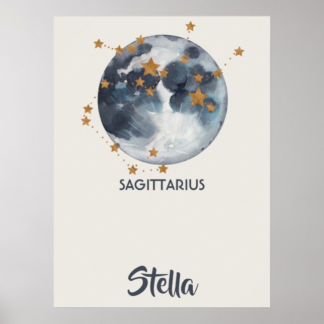 Zodiac Celestial Sagittarius Nursery Wall Art (Front)