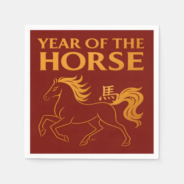 Zodiac Chinese New Year 2026 Horse Napkin (Front)