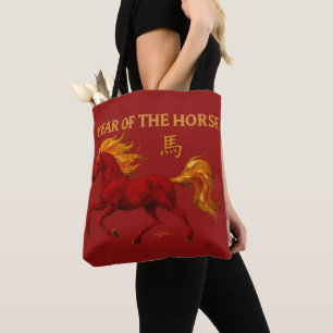 Zodiac Chinese New Year 2026 Yang Fire Horse Tote Bag