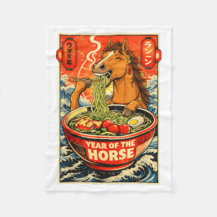 Zodiac Chinese New Year of The Horse 2026 Ramen Fleece Blanket