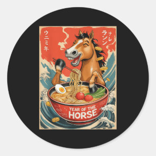 Zodiac Chinese New Year Of The Horse 2026 Ramen Me Classic Round Sticker