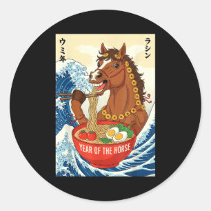 Zodiac Chinese New Year Of The Horse 2026 Ramen Me Classic Round Sticker