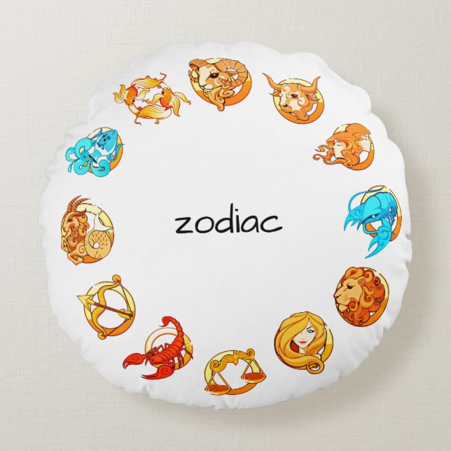 Zodiac Circle Astrology Round Pillow (Front)