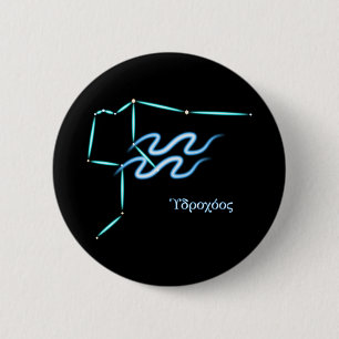 Zodiac Constellation Aquarius Button