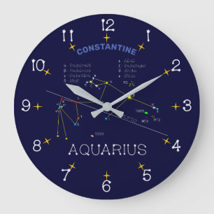 Zodiac Constellation Aquarius Large Clock