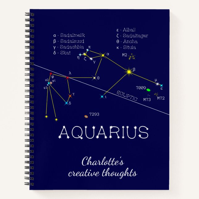 Zodiac Constellation Aquarius Notebook (Front)